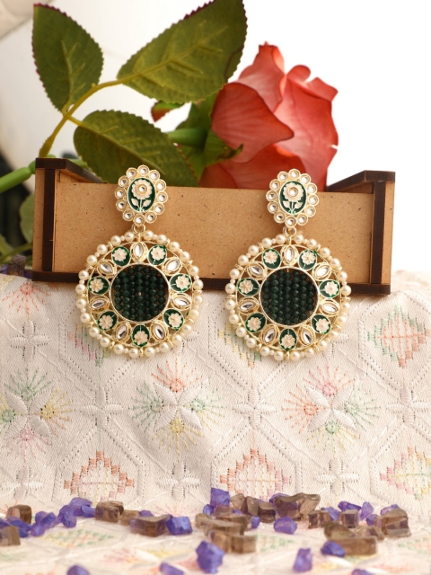 

Vita Bella Gold-Plated & Green Circular Drop Earrings