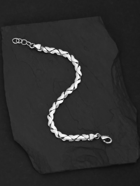 

Tistabene Men Silver-Toned Handcrafted Silver-Plated Link Bracelet