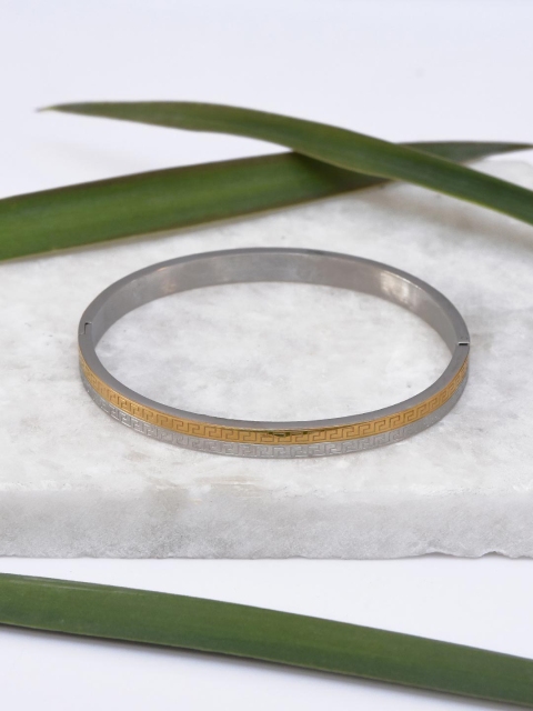 

Tistabene Men Gold-Toned & Silver-Toned Gold-Plated Kada Bracelet
