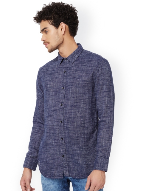 

Breakbounce Men Blue Slim Fit Self Design Casual Shirt
