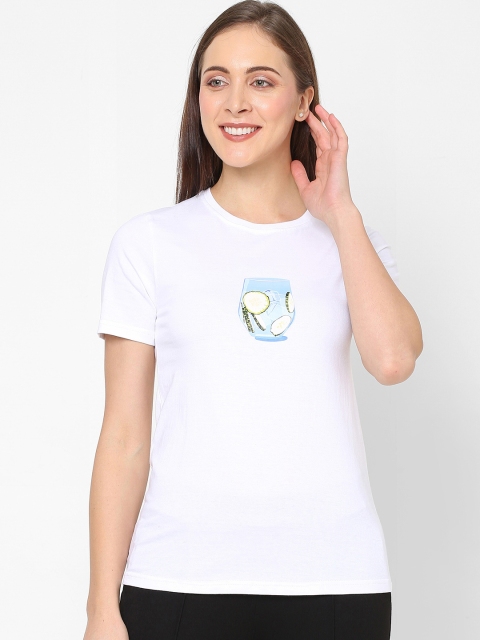 

LAASA SPORTS Women White Printed T-shirt