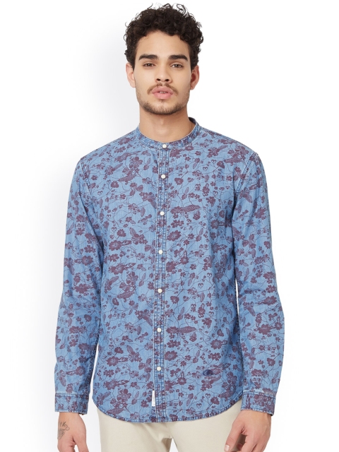 

Breakbounce Men Blue Slim Fit Printed Denim Shirt