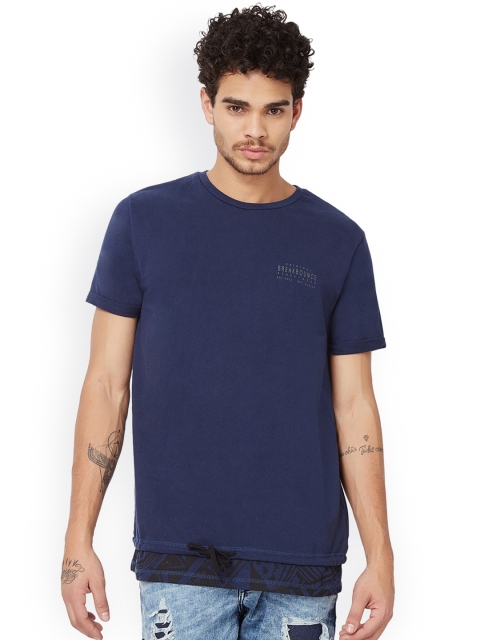 

Breakbounce Men Navy Solid Layered T-shirt, Navy blue