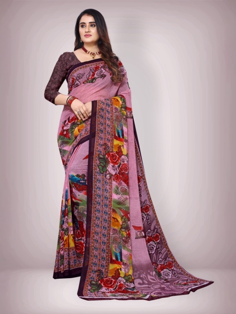 

Abhilasha Purple & Red Floral Pure Georgette Saree