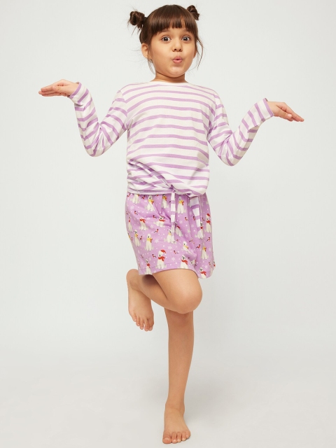 

frangipani Girls White & Purple Pack of 2 Striped Top with Skirt