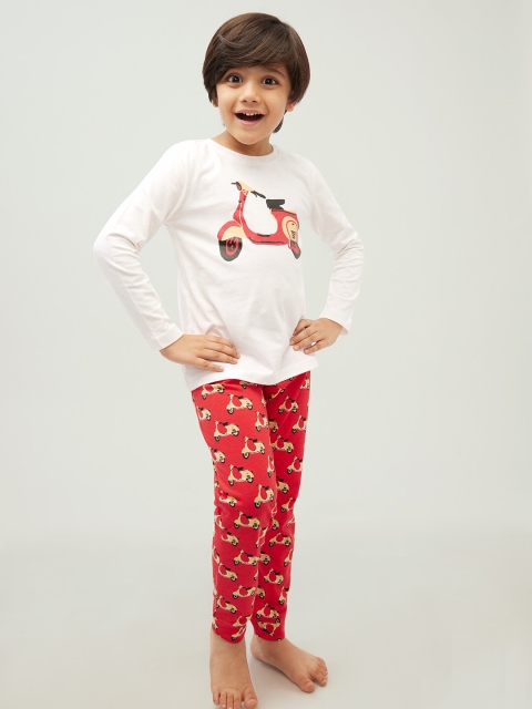 

frangipani Boys Set of 2 Printed Pure Cotton T-Shirt with Pyjama, Blue