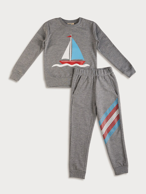 

frangipani Boys Grey Printed T-shirt with Pyjamas