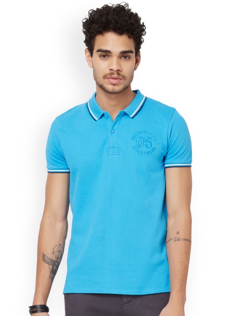 

Breakbounce Men Blue Solid Polo T-shirt