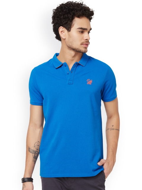 

Breakbounce Men Blue Solid Polo T-shirt