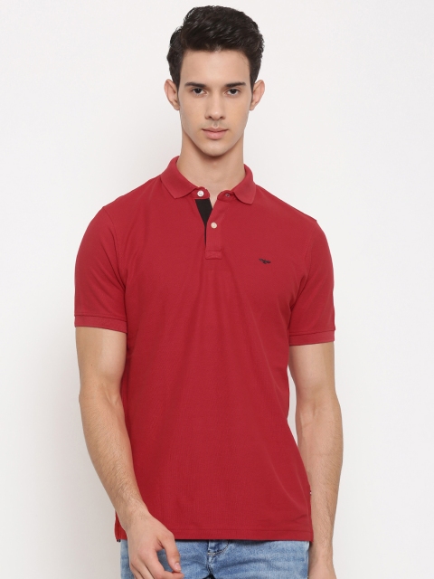 

Park Avenue Men Red Solid Polo Collar T-shirt