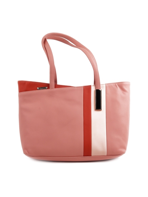 

ODETTE Coral Striped PU Oversized Structured Shoulder Bag with Tasselled