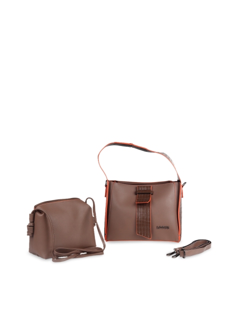 

ODETTE Brown PU Oversized Structured Shoulder Bag with Tasselled