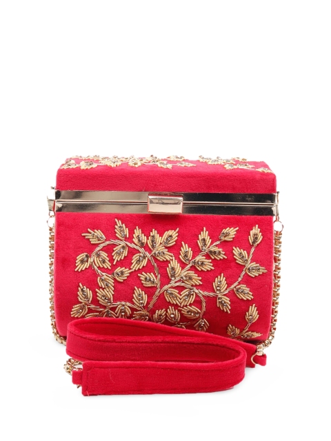 

ODETTE Women Red Floral Embellished Bucket Hand Bag