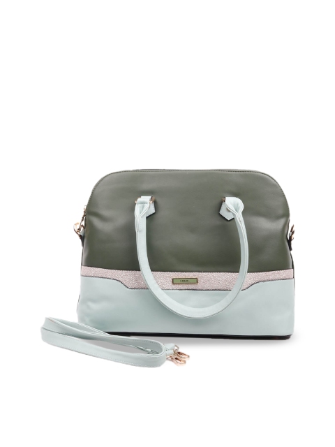 

ODETTE Green Embellished PU Oversized Structured Tote Bag