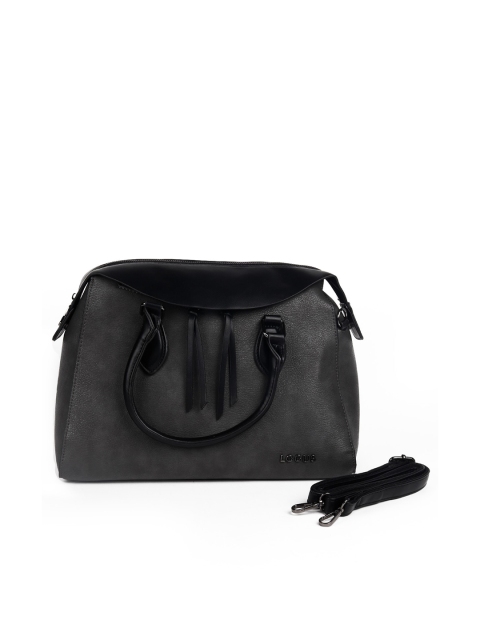 

ODETTE Women Grey Textured Structured Handheld Bag with Tasselled