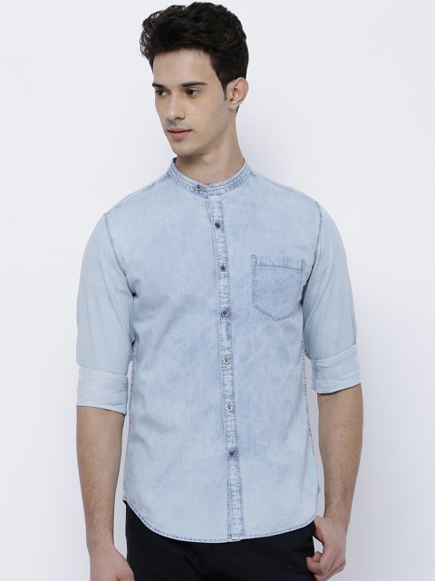 

LOCOMOTIVE Men Blue Slim Fit Faded Denim Casual Shirt