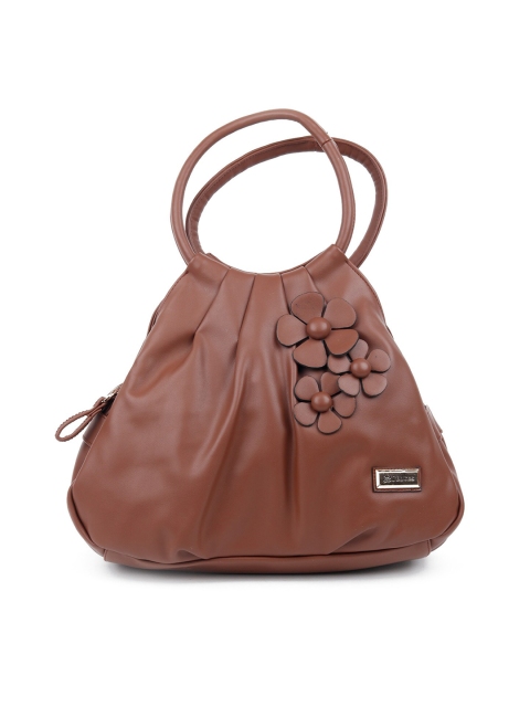 

ODETTE Women Brown PU Structured Handheld Bag with Applique