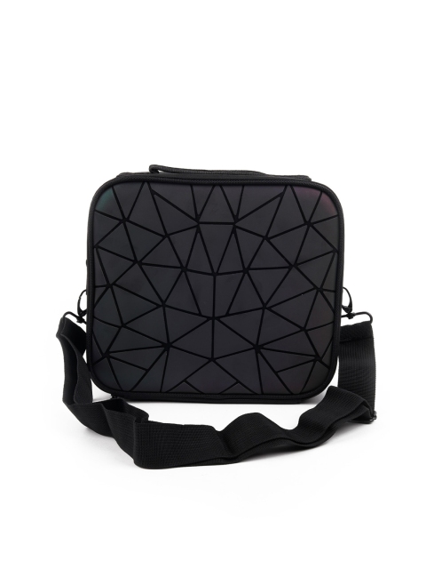 

ODETTE Multicoloured Geometric Structured Sling Bag with Quilted, Black