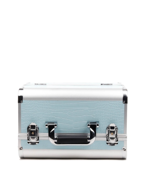 

ODETTE Women Gunmetal Solid Oversized Structured Vanity Bag, Metallic