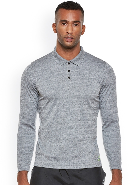 

Alcis Men Grey Self Design Polo Collar T-shirt