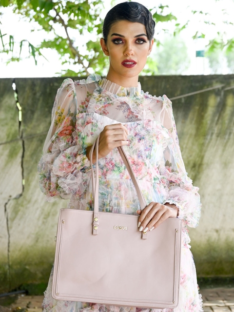 

ODETTE Peach-Coloured PU Structured Shoulder Bag