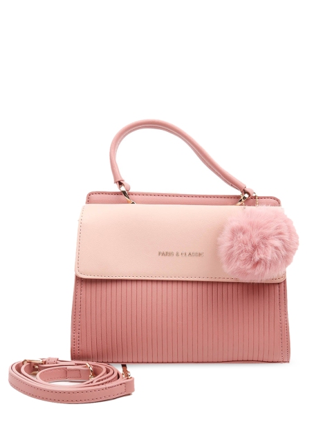 

ODETTE Women Pink Striped PU Oversized Structured Shoulder Bag