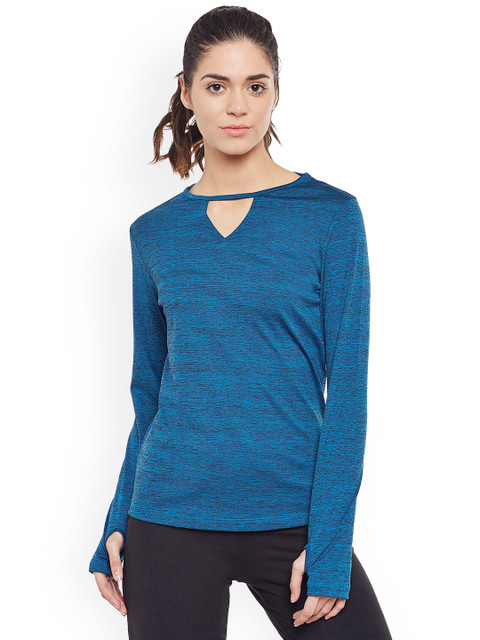 

Alcis Women Blue Self Design Boat Neck T-shirt