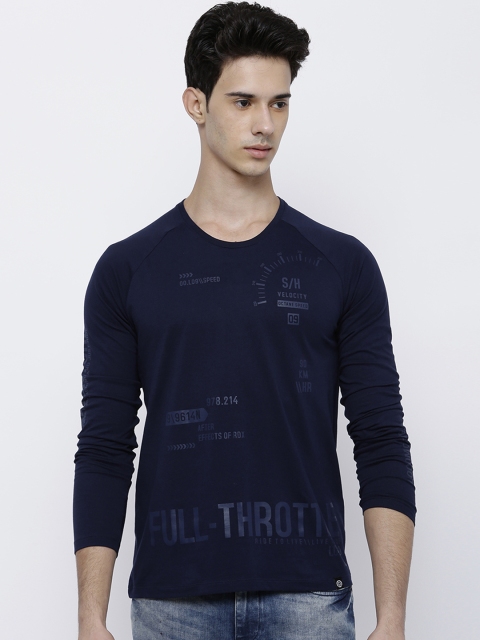 

LOCOMOTIVE Men Navy Blue Printed Slim Fit T-shirt