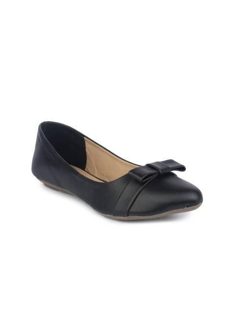 

Shoetopia Women Black Solid Synthetic Ballerinas