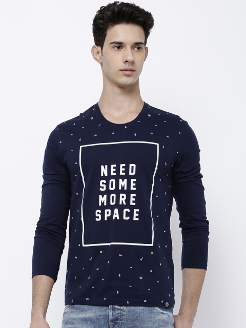 

LOCOMOTIVE Men Blue Printed Slim Fit T-shirt