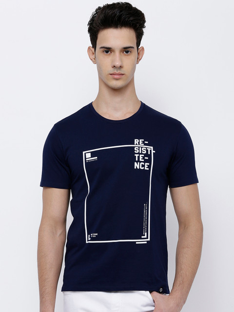 

LOCOMOTIVE Men Navy Blue Printed Round Neck T-shirt