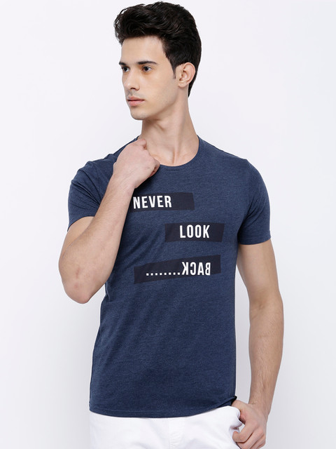 

LOCOMOTIVE Men Blue Printed Round Neck T-shirt