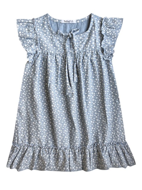 

milou Girls Blue & White Pure Cotton A-Line Dress