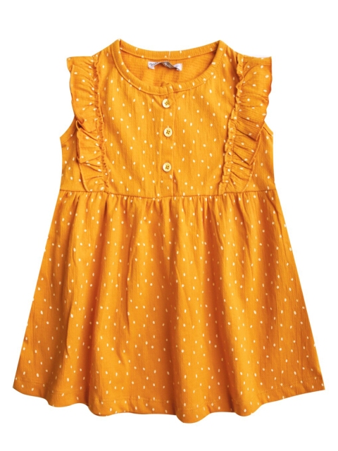 

milou Women Mustard Yellow Printed Cotton Fit & Flare Dress