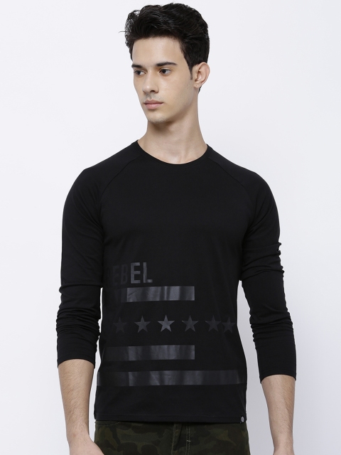 

LOCOMOTIVE Men Black Printed Round Neck T-shirt
