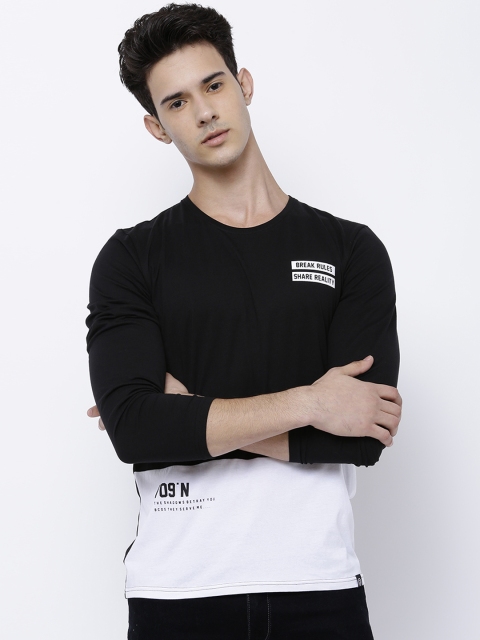 

LOCOMOTIVE Men Black & White Printed Round Neck T-shirt