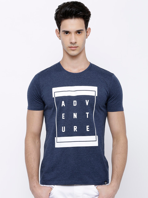 

LOCOMOTIVE Men Blue Printed Round Neck T-shirt