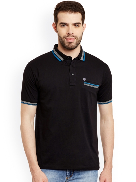 

Duke Men Black Solid Polo Collar T-shirt