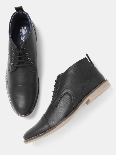 

Roadster Men Black Solid Mid-Top Derbys