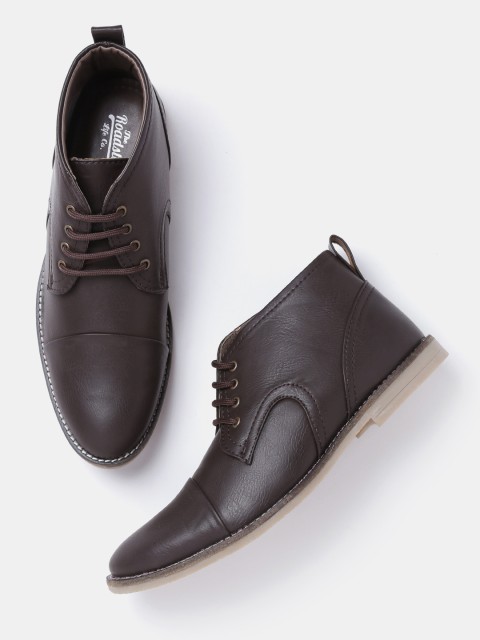 

Roadster Men Brown Solid Mid-Top Derbys