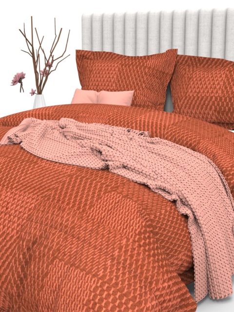 

THE WHITE MOSS Red Geometric 350 TC King Bedsheet with 2 Pillow Covers