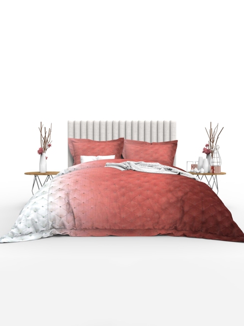 

THE WHITE MOSS Red & White Geometric 350 TC King Bedsheet with 2 Pillow Covers
