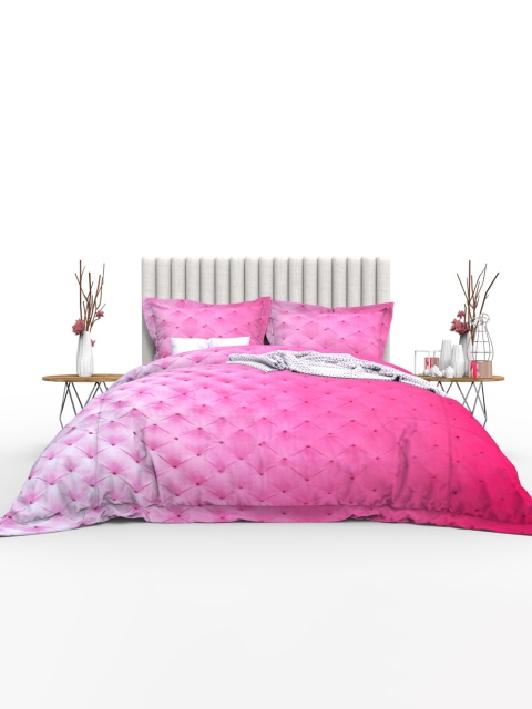 

THE WHITE MOSS Pink & White Printed 350 TC King Bedsheet with 2 Pillow Covers