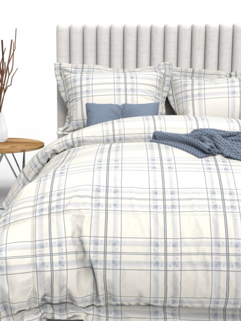 

THE WHITE MOSS Grey & White Geometric 350 TC King Bedsheet with 2 Pillow Covers
