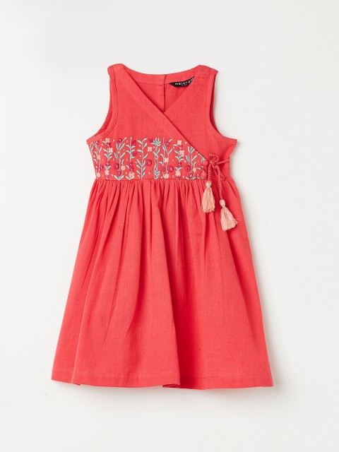 

Melange by Lifestyle Girls Pink Pure Cotton Embroidered Dress