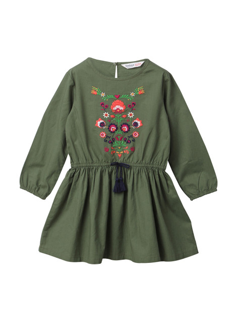 

Beebay Girls Green Solid A-Line Dress