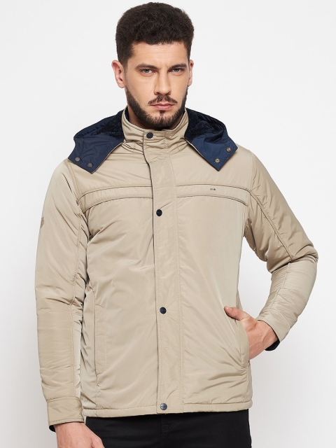 

Okane Men Cream-Coloured Navy Blue Lightweight Padded Jacket