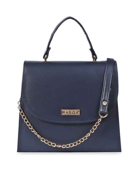 

RASGA Blue PU Solid Swagger Satchel