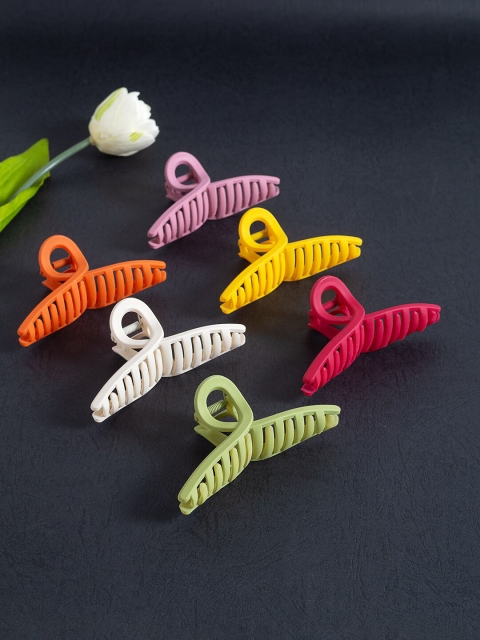 

Golden Peacock Women Orange & Green Set of 6 Claw Clip