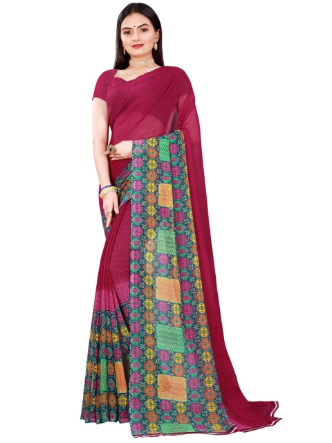 

Silk Bazar Pink & Yellow Printed Pure Georgette Saree